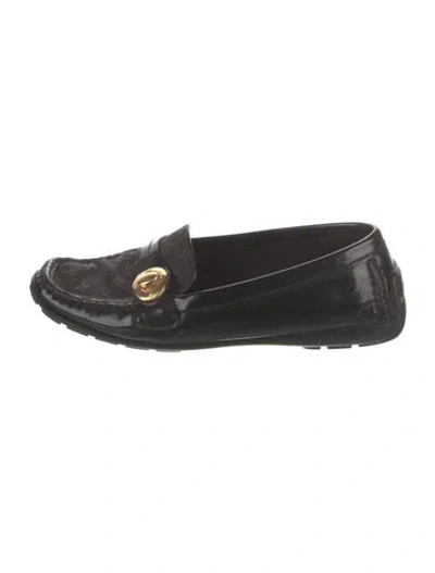 Pre-owned Louis Vuitton Lv Monogram Patent Leather Loafers In Black