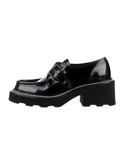 Pre-owned Louis Vuitton Lv Monogram Patent Leather Loafers In Black