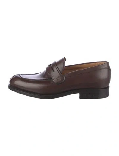 Pre-owned Louis Vuitton Lv Monogram Patent Leather Loafers In Brown