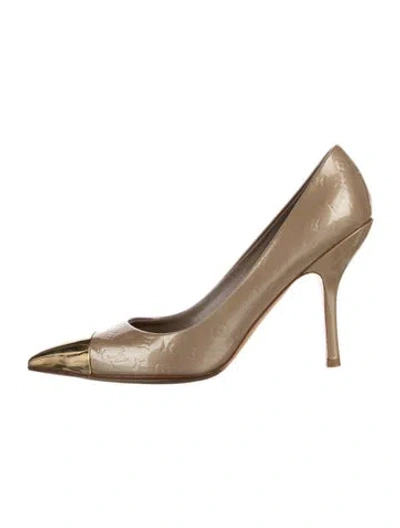 Pre-owned Louis Vuitton Lv Monogram Patent Leather Pumps In Neutral
