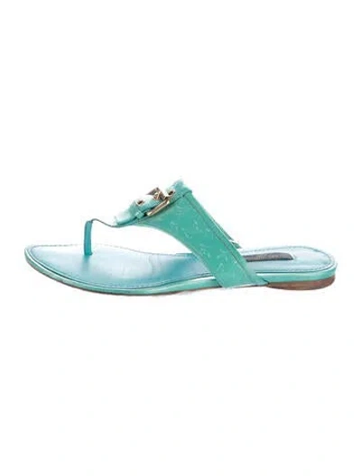 Pre-owned Louis Vuitton Lv Monogram Patent Leather Sandals In Blue