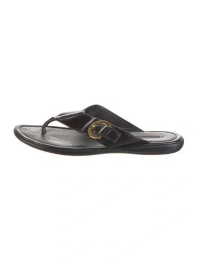 Pre-owned Louis Vuitton Lv Monogram Patent Leather Slides In Black
