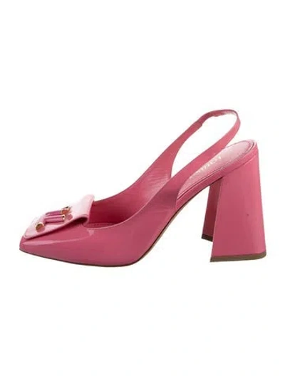 Pre-owned Louis Vuitton Lv Monogram Patent Leather Slingback Pumps In Pink