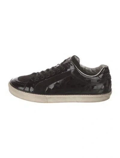 Pre-owned Louis Vuitton Lv Monogram Patent Leather Sneakers In Black