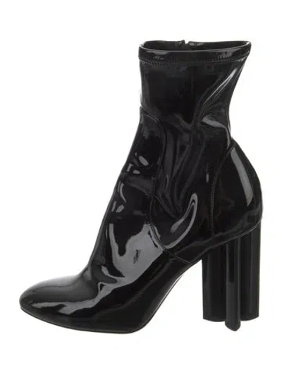 Pre-owned Louis Vuitton Lv Monogram Patent Leather Sock Boots In Black