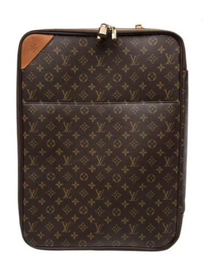 Pre-owned Louis Vuitton Lv Monogram Pégase 55 Rolling Suitcase In Brown