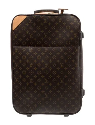 Pre-owned Louis Vuitton Lv Monogram Pégase Rolling Suitcase In Brown