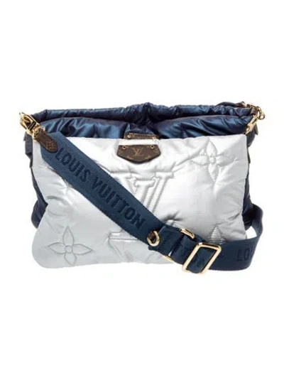 Pre-owned Louis Vuitton Lv Monogram Pillow Multi-pochette Accessoires Maxi In Blue/metallic/silver