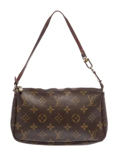 Pre-owned Louis Vuitton Lv Monogram Pochette Accessoires In Brown