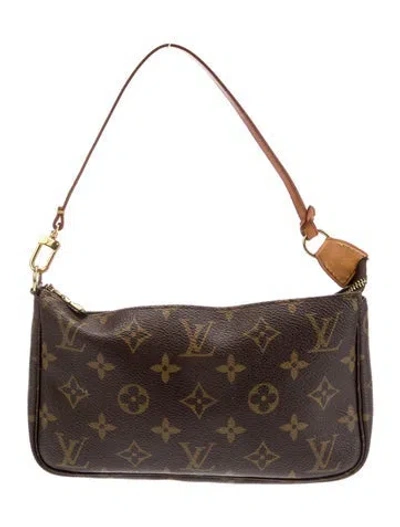 Pre-owned Louis Vuitton Lv Monogram Pochette Accessoires In Brown