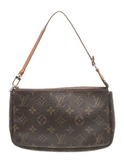 Pre-owned Louis Vuitton Lv Monogram Pochette Accessoires In Brown