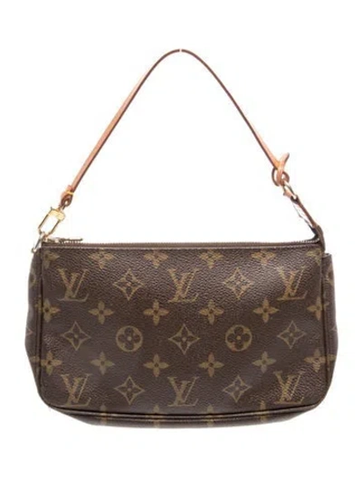 Pre-owned Louis Vuitton Lv Monogram Pochette Accessoires In Brown