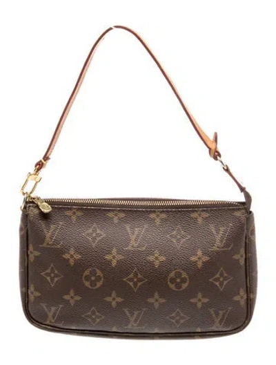 Pre-owned Louis Vuitton Lv Monogram Pochette Accessoires In Brown