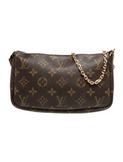 Pre-owned Louis Vuitton Lv Monogram Pochette Accessoires In Brown