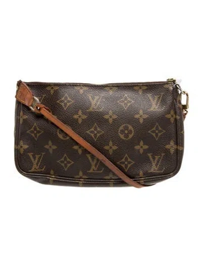 Pre-owned Louis Vuitton Lv Monogram Pochette Accessoires In Brown
