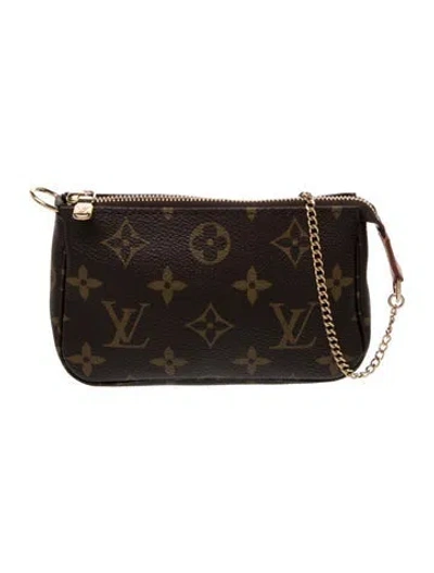 Pre-owned Louis Vuitton Lv Monogram Pochette Accessoires Mini 2025 In Brown