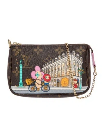 Pre-owned Louis Vuitton Lv Monogram Pochette Accessoires Mini In Brown