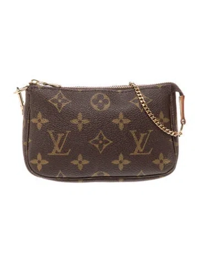 Pre-owned Louis Vuitton Lv Monogram Pochette Accessoires Mini Vintage In Brown