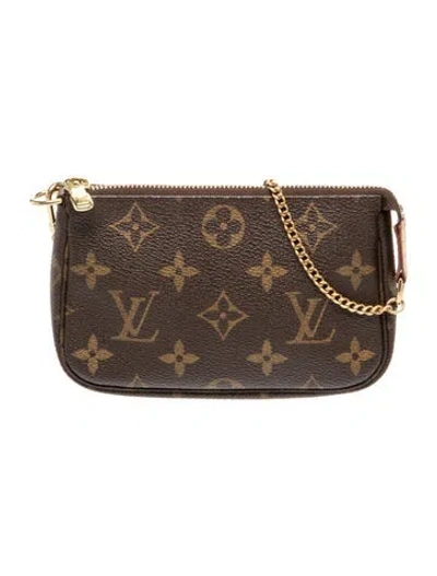 Pre-owned Louis Vuitton Lv Monogram Pochette Accessoires Mini Vintage In Brown