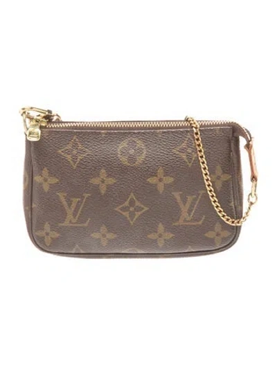 Pre-owned Louis Vuitton Lv Monogram Pochette Accessoires Mini Vintage In Brown
