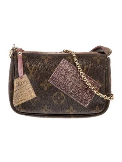 Pre-owned Louis Vuitton Lv Monogram Pochette Accessoires Mini Vintage In Brown