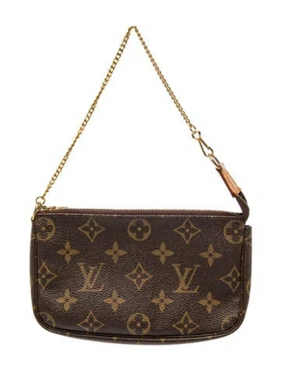 Pre-owned Louis Vuitton Lv Monogram Pochette Accessoires Vintage In Brown