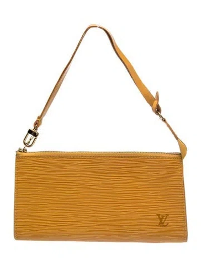Pre-owned Louis Vuitton Lv Monogram Pochette Accessoires In Yellow