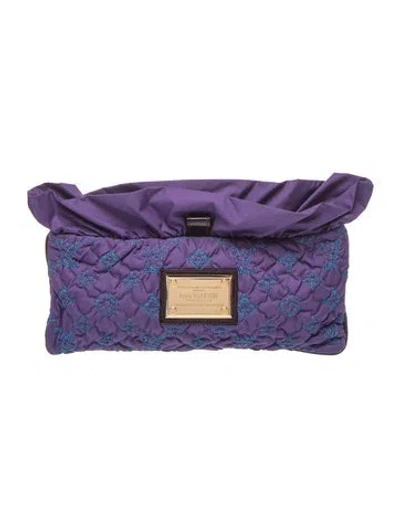 Pre-owned Louis Vuitton Lv Monogram Pochette Devis In Blue/purple