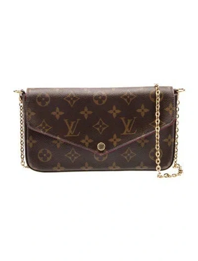 Pre-owned Louis Vuitton Lv Monogram Pochette Félicie In Brown