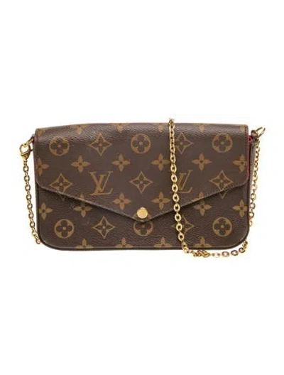 Pre-owned Louis Vuitton Lv Monogram Pochette Félicie In Brown