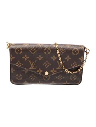 Pre-owned Louis Vuitton Lv Monogram Pochette Félicie In Brown