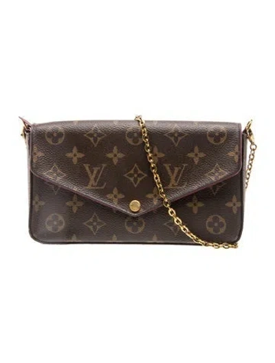 Pre-owned Louis Vuitton Lv Monogram Pochette Félicie In Brown