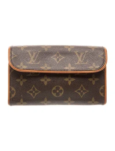 Pre-owned Louis Vuitton Lv Monogram Pochette Florentine In Brown