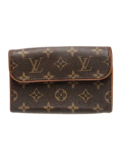 Pre-owned Louis Vuitton Lv Monogram Pochette Florentine In Brown