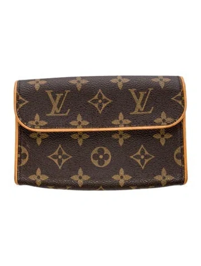 Pre-owned Louis Vuitton Lv Monogram Pochette Florentine Pm In Brown