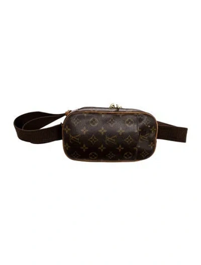 Pre-owned Louis Vuitton Lv Monogram Pochette Gange In Brown