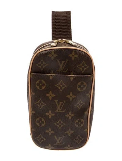Pre-owned Louis Vuitton Lv Monogram Pochette Gange In Brown