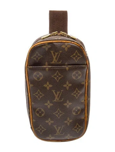 Pre-owned Louis Vuitton Lv Monogram Pochette Gange Vintage In Brown