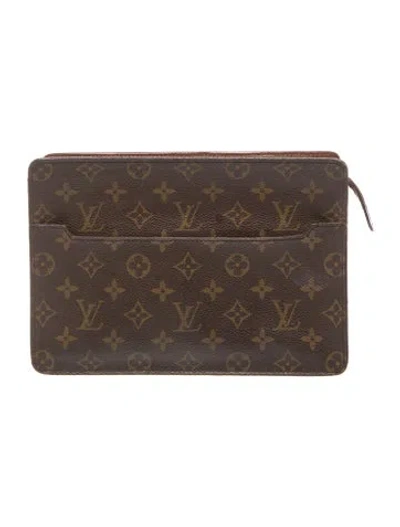 Pre-owned Louis Vuitton Lv Monogram Pochette Homme In Brown