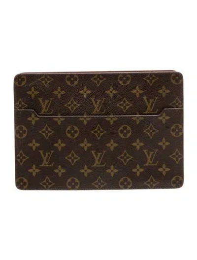 Pre-owned Louis Vuitton Lv Monogram Pochette Homme Clutch In Brown