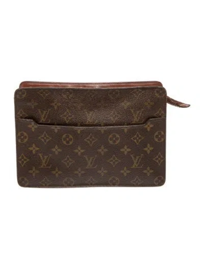 Pre-owned Louis Vuitton Lv Monogram Pochette Homme Vintage In Brown