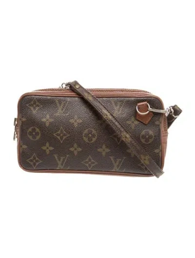 Pre-owned Louis Vuitton Lv Monogram Pochette Marly Bandoulière In Brown