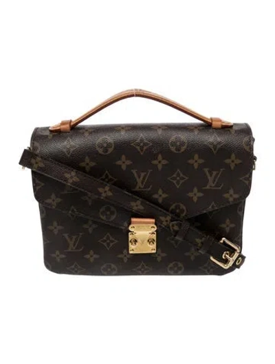 Pre-owned Louis Vuitton Lv Monogram Pochette Métis In Brown
