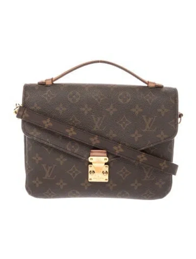 Pre-owned Louis Vuitton Lv Monogram Pochette Métis In Brown