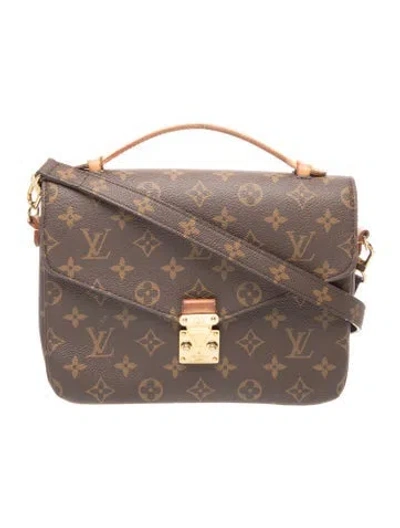 Pre-owned Louis Vuitton Lv Monogram Pochette Métis In Brown