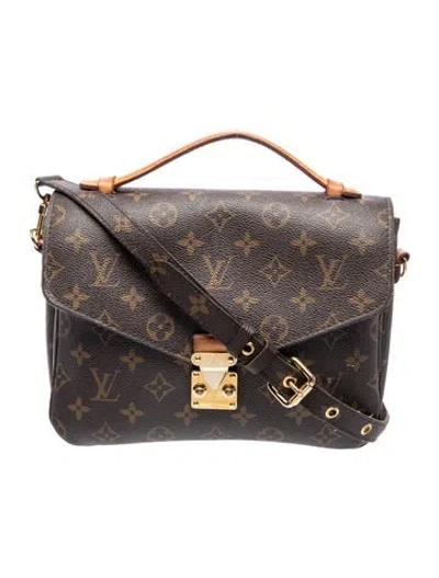 Pre-owned Louis Vuitton Lv Monogram Pochette Métis In Brown