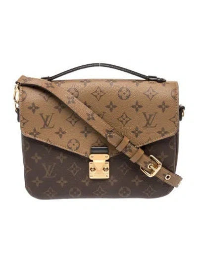 Pre-owned Louis Vuitton Lv Monogram Pochette Métis In Brown