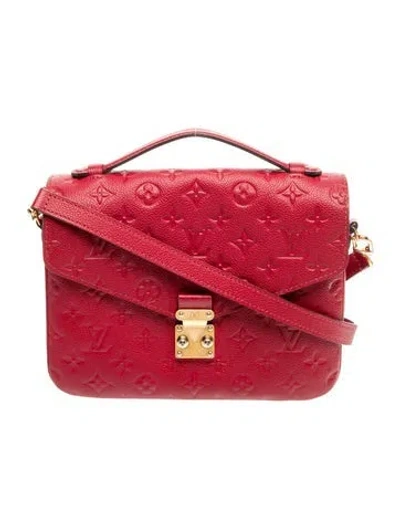 Pre-owned Louis Vuitton Lv Monogram Pochette Métis In Red