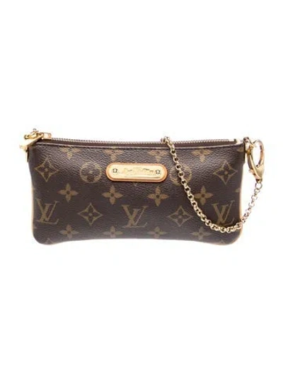 Pre-owned Louis Vuitton Lv Monogram Pochette Milla Pm In Brown