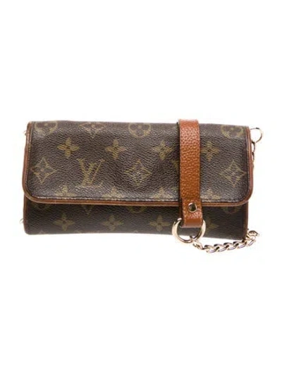 Pre-owned Louis Vuitton Lv Monogram Pochette Twin Pm Vintage In Brown